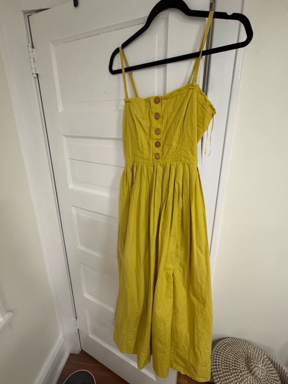 Free People Mustard Yellow Button-Front Midi Dress